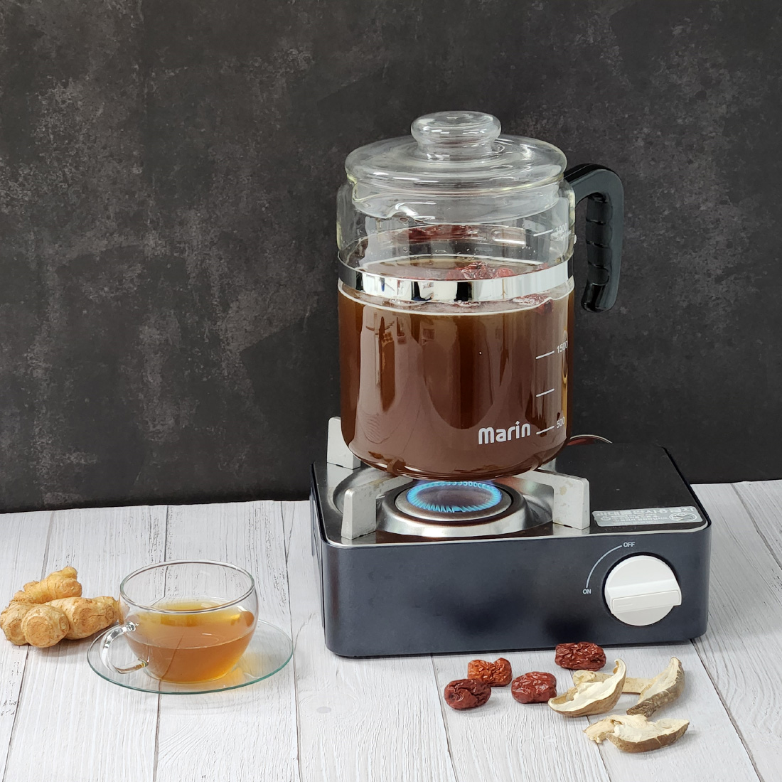 [마린] 헬시 내열유리 약탕기 3L 대용량 직화포트 홍삼제조기 중탕기