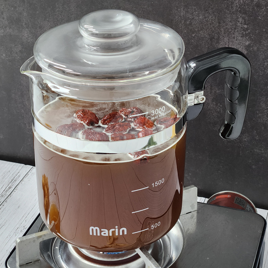 [마린] 헬시 내열유리 약탕기 3L 대용량 직화포트 홍삼제조기 중탕기