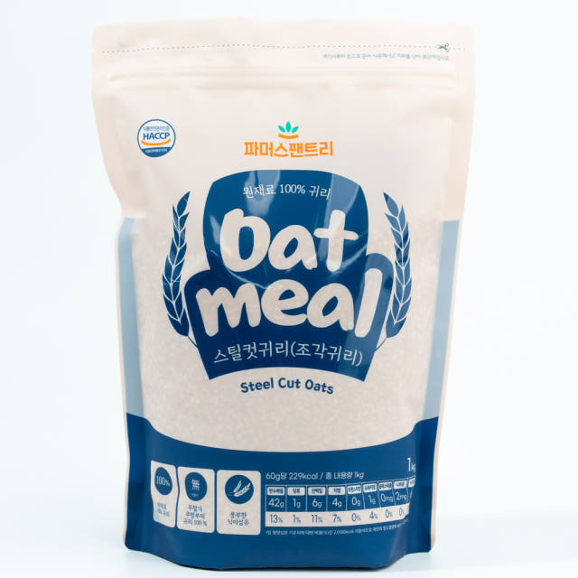 귀리 100% 무첨가 자른귀리 스틸컷 오트밀 1kg, 2개