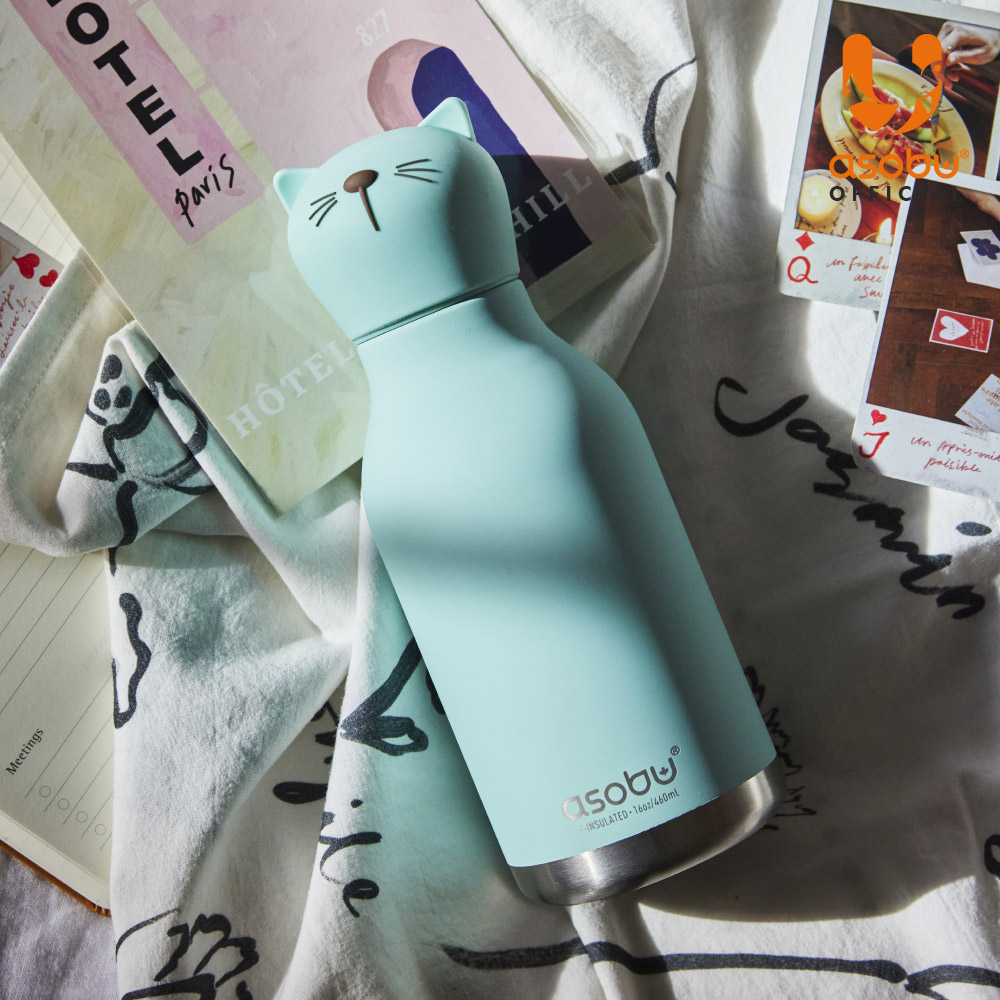 아소부 스테인레스 보온보냉 캐릭터 텀블러 베스티 460ml, 캣 - 상세 이미지 2