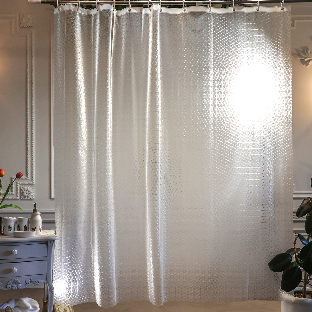 욕실 샤워커튼 항곰팡이 투명 방수 욕조 가림막 칸막이 W180 H180