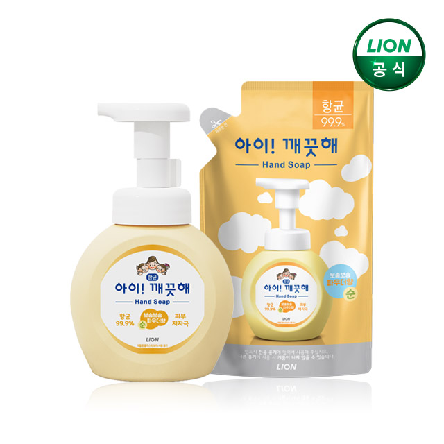아이깨끗해 거품형 핸드솝 250ml 용기 x 1개 + 200ml 리필 x 1개 / 손세정제