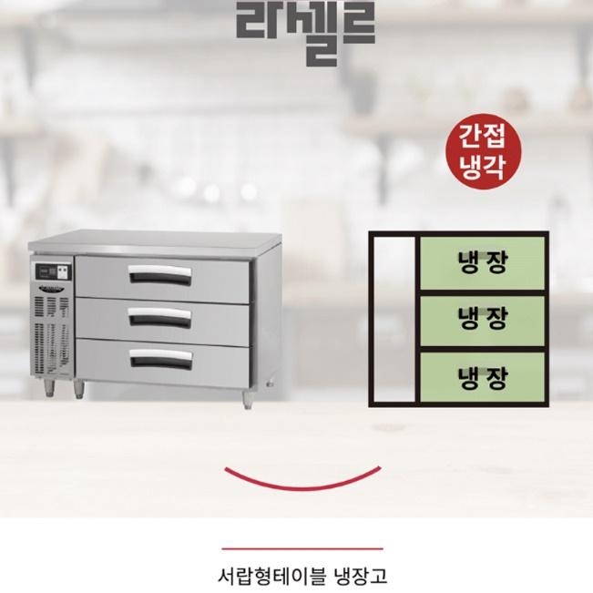 3단 서랍형테이블냉장고 1200 식자재분류 영업용 밧드냉장고 이미지 4