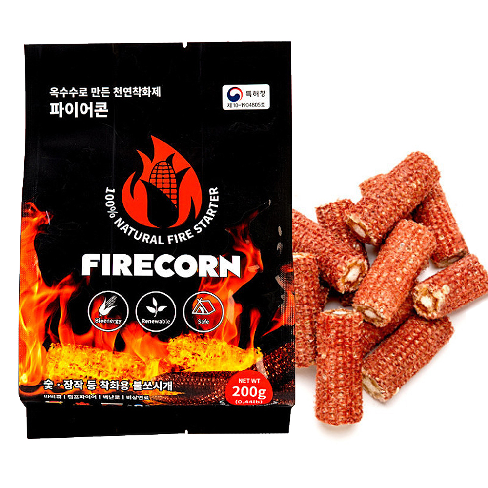 웰콘 파이어콘 200g 착화제 옥수수 천연 불쏘시개 장작 숯 점화제