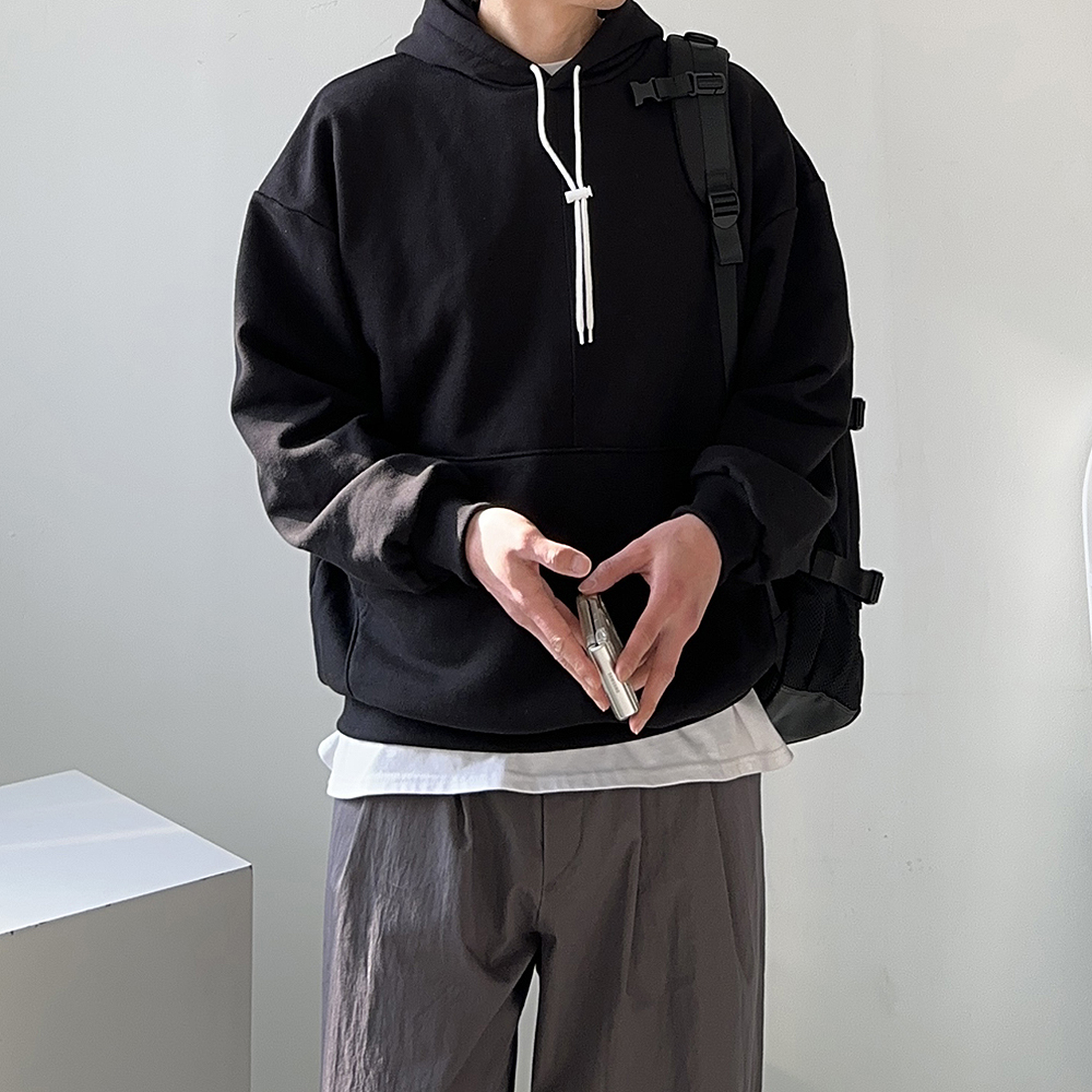 남자오버핏후드티 특양면 쭈리 커플후드티 남성맨투맨 이미지 3