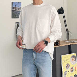 1+1 남자긴팔티 오버핏 이너 레이어드 티셔츠 착용 후기 | 사이즈/핏 총정리 - 상품 이미지 2
