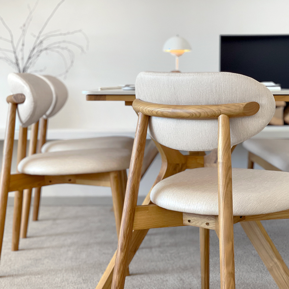 로포텐 고흐 4인용 원목 포세린 세라믹 식탁세트 식탁+의자2+벤치1, 1400mm, 내추럴