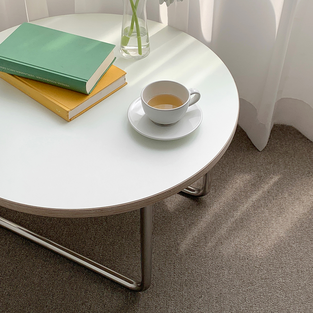 오그레 스테인레스 밴딩 자작 HPL 원형 소파 테이블