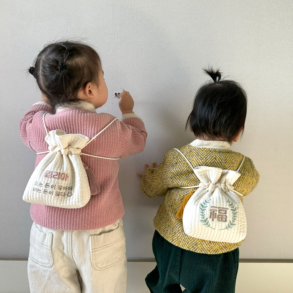 양면 자수이니셜 아기가방 세뱃돈주머니