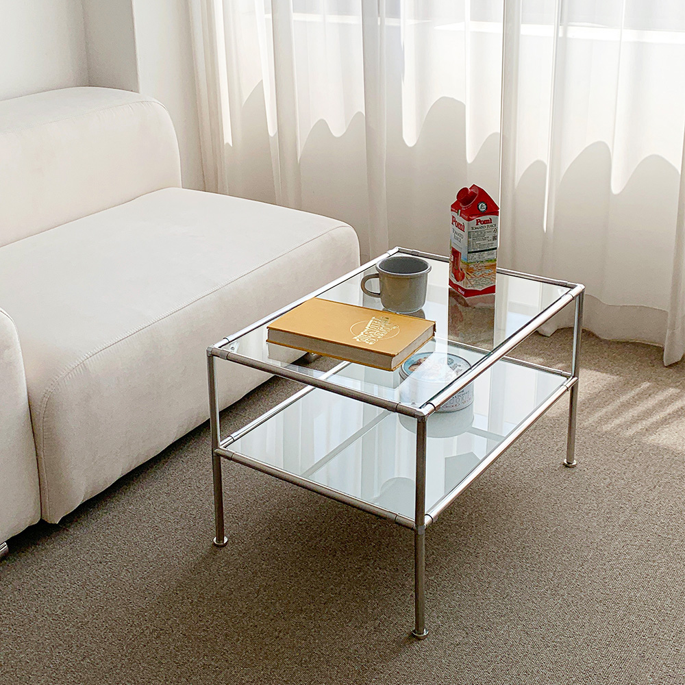 오그레 스테인레스 모듈 가구 2단 소파 테이블 S