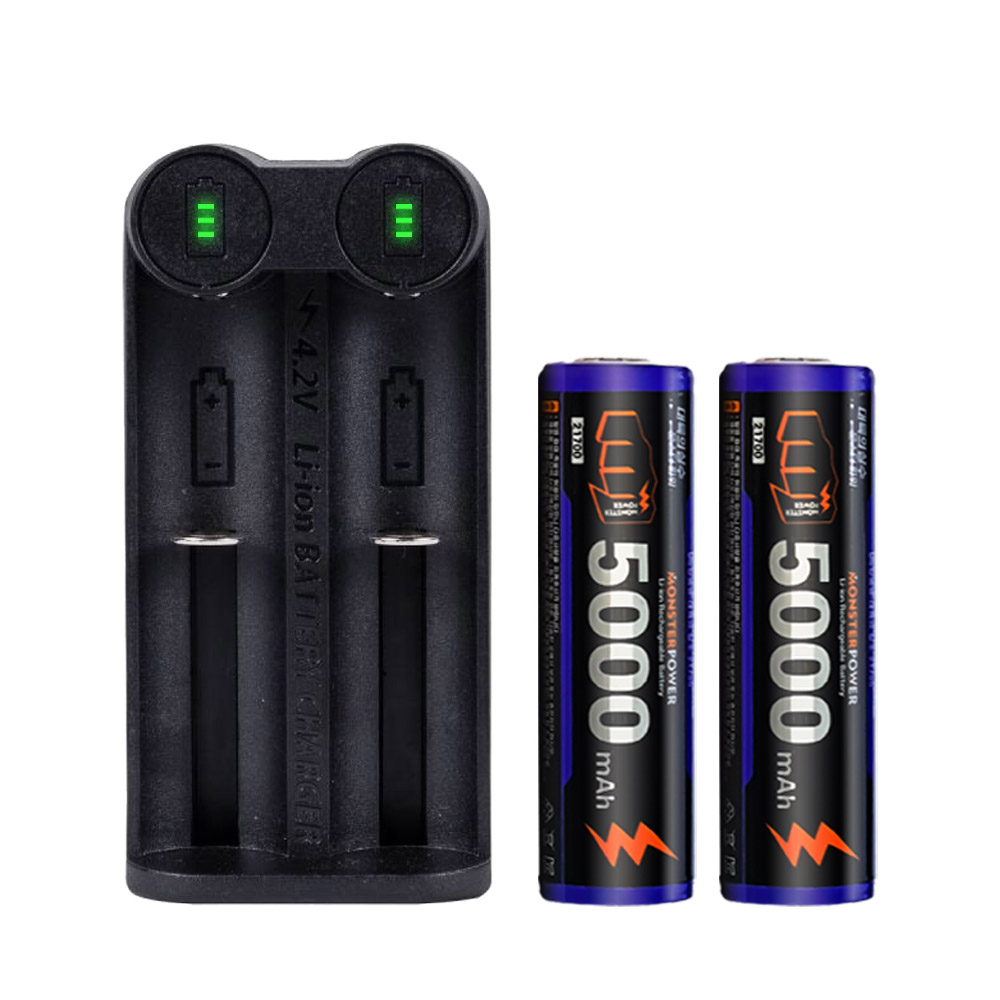21700 배터리 2개 2구 충전기 세트 C타입 5000mAh 몬스터파워 - 상품 이미지