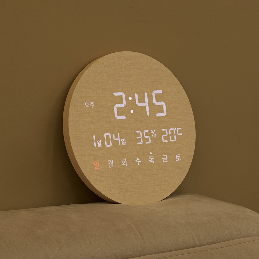 오아 모던 LED 벽시계 온습도 무소음 인테리어 거실 무타공 벽걸이 원형 29cm 시계