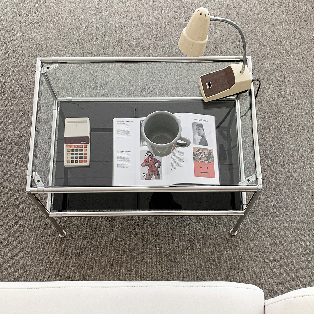 오그레 스테인레스 모듈 가구 2단 소파 테이블 S