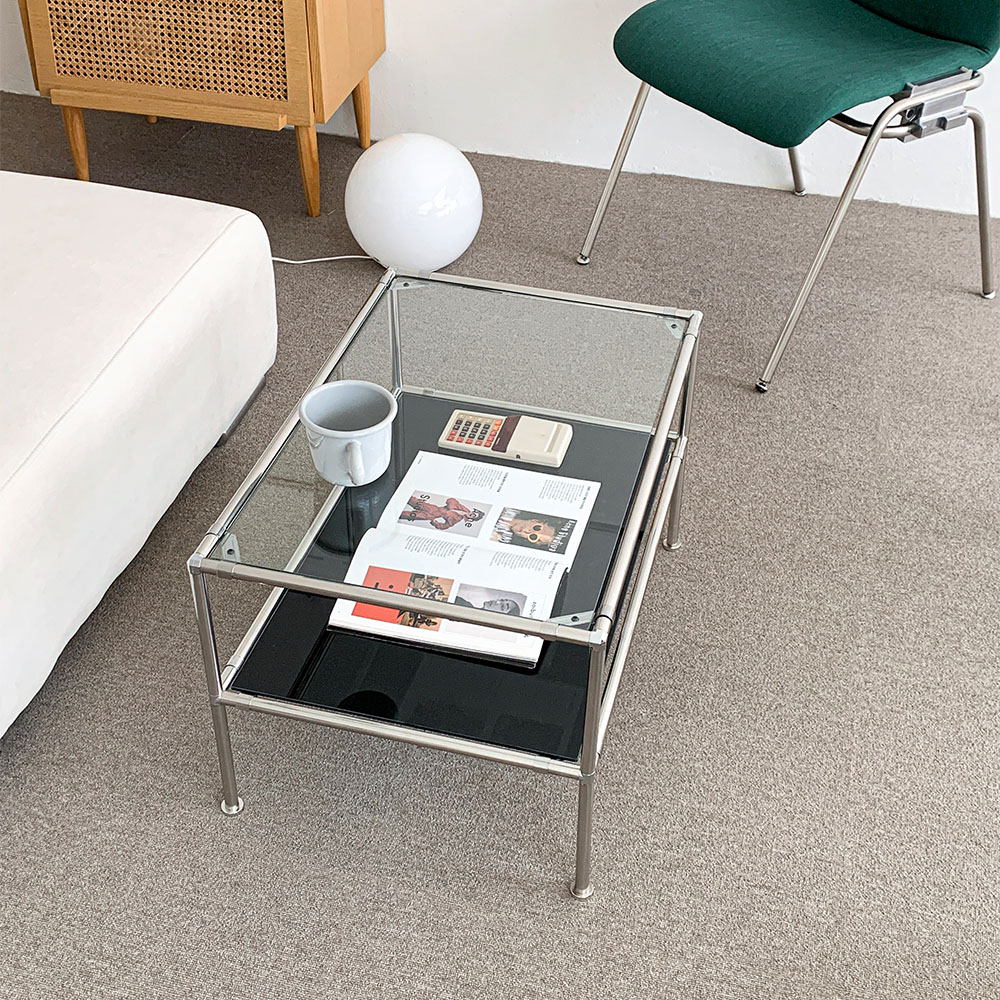 오그레 스테인레스 모듈 가구 2단 소파 테이블 S