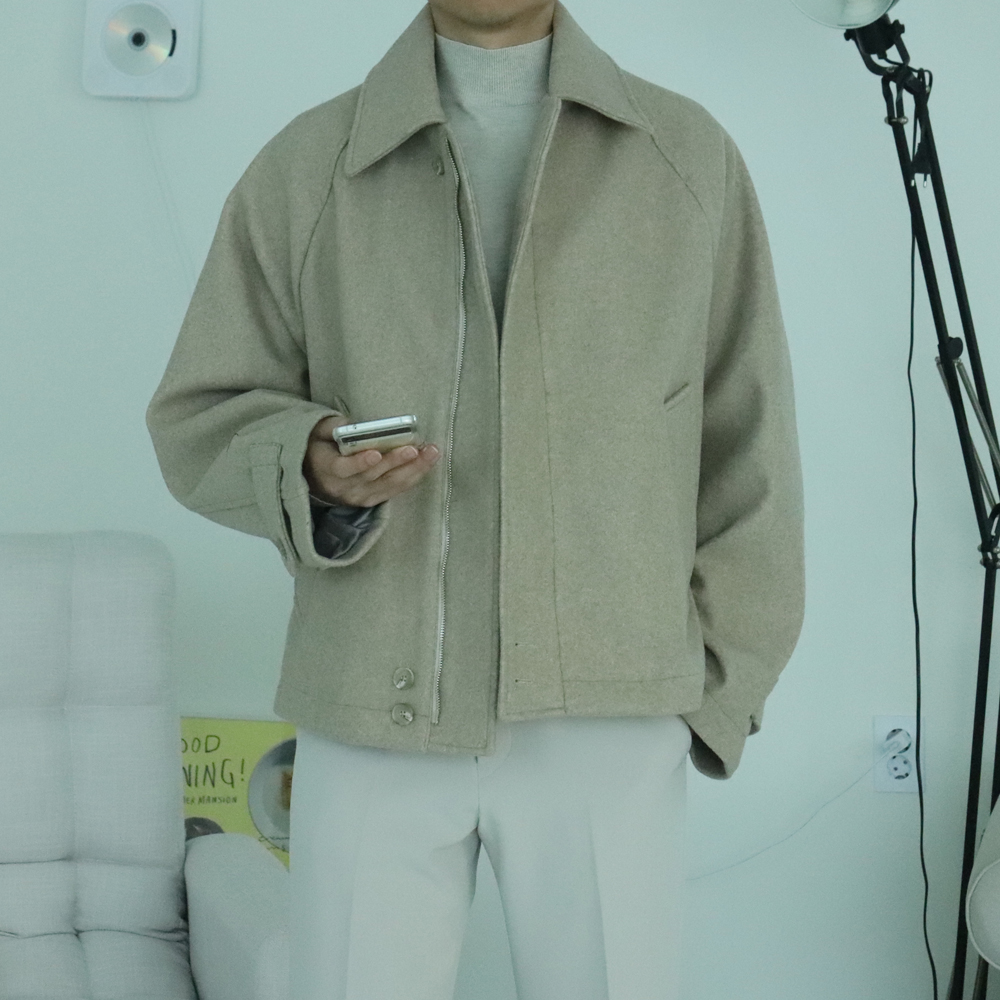 남자자켓 오버핏 크롭 숏 모직 남자 울 자켓 - 상세 이미지 2