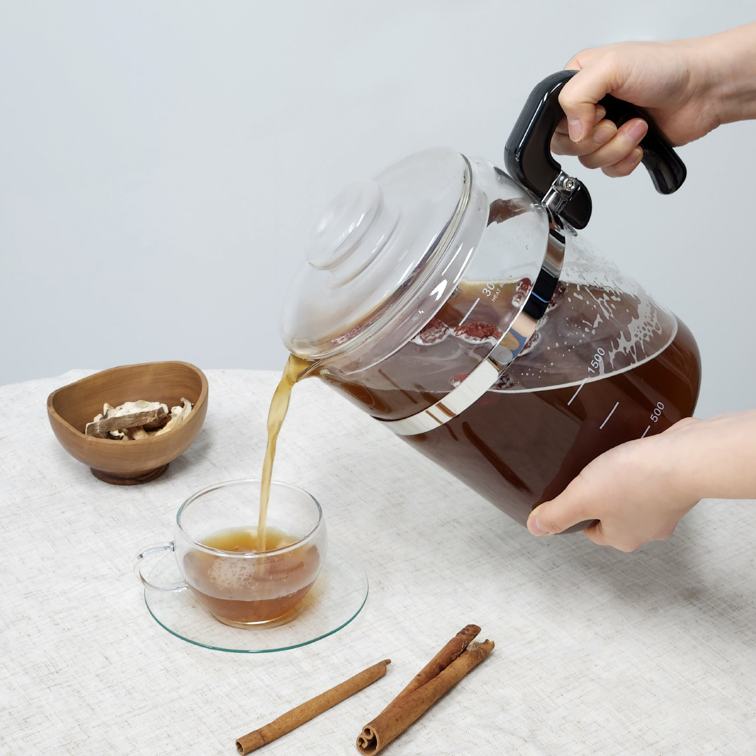 [마린] 헬시 내열유리 약탕기 3L 대용량 직화포트 홍삼제조기 중탕기