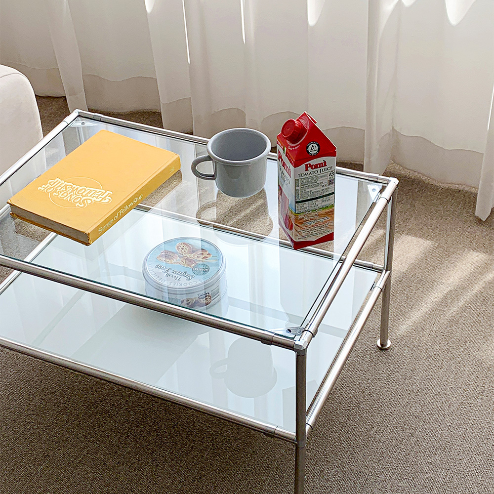 오그레 스테인레스 모듈 가구 2단 소파 테이블 S