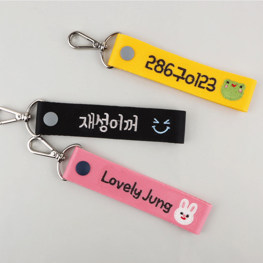 [주문제작]자수 키링 비비드킨더페이스 01 고양이 Red - 상세 이미지 4