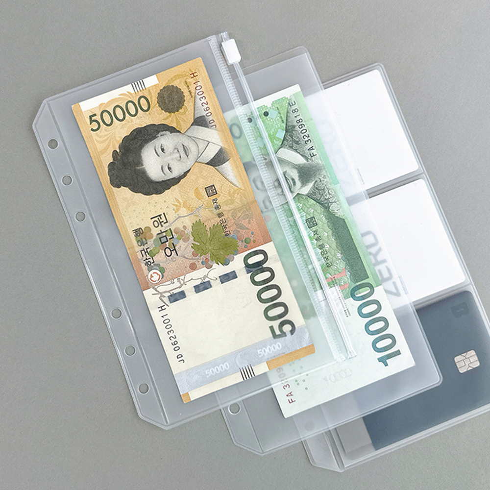 A6 6공 현금바인더 지퍼백 속지 저축 가계부 다이어리 머니포켓 상세 이미지 2