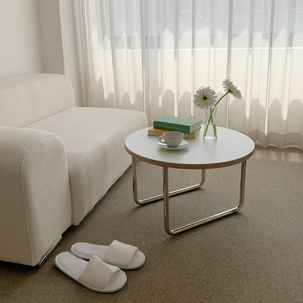 오그레 스테인레스 밴딩 자작 HPL 원형 소파 테이블