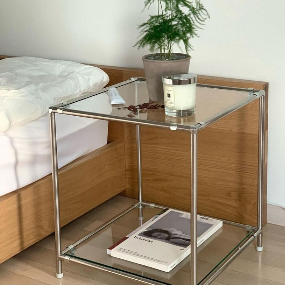 오그레  스테인레스 모듈 가구 큐브 사이드 테이블