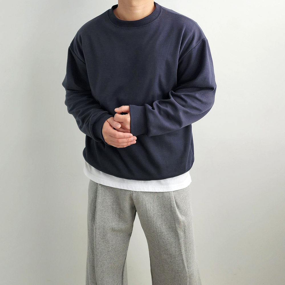 무지맨투맨 남자오버핏맨투맨 어깨넓어보이는옷 이미지 3