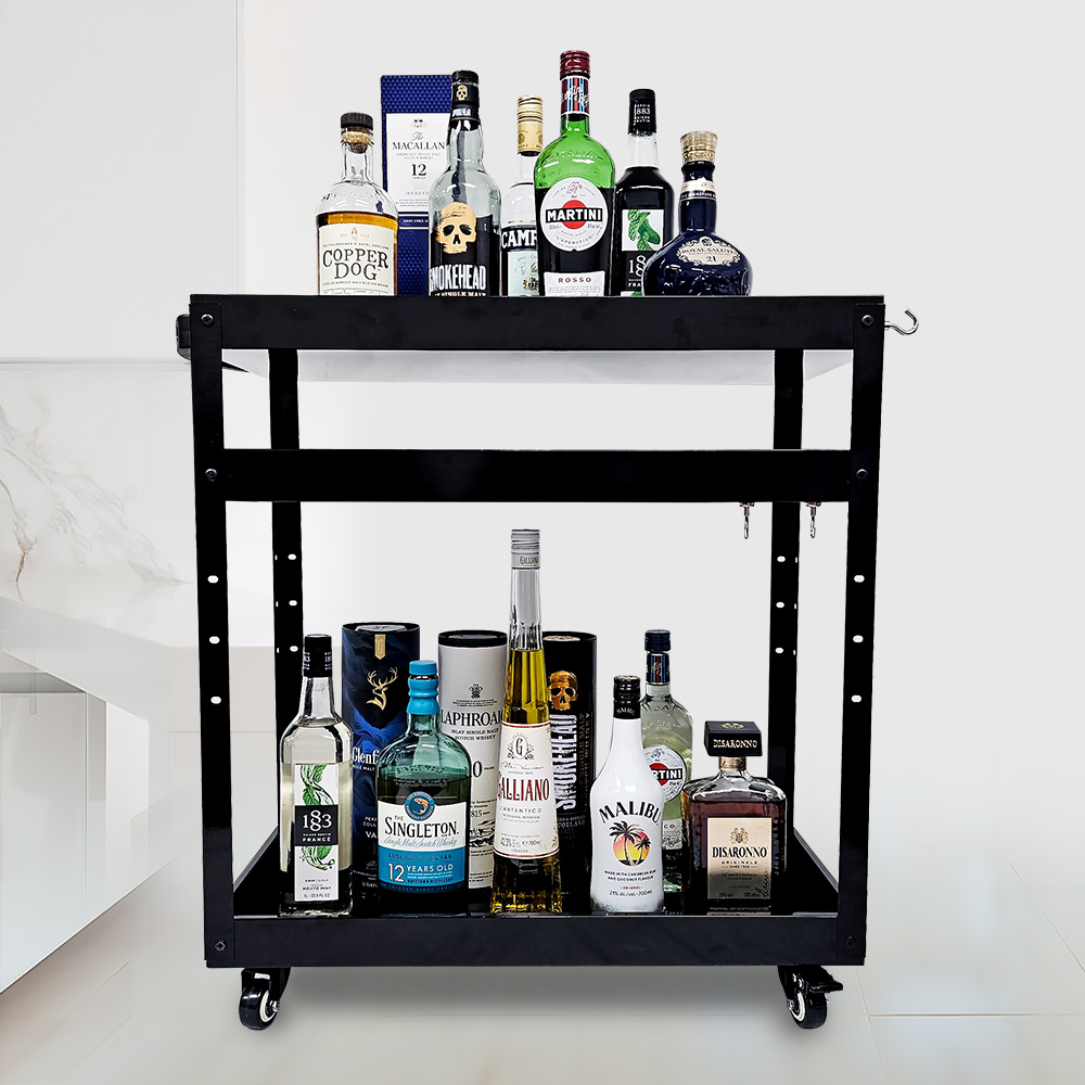 이동식 와인 트롤리 위스키 진열대 양주 트레이 위스키장 철제 3단 선반 bar BF-1