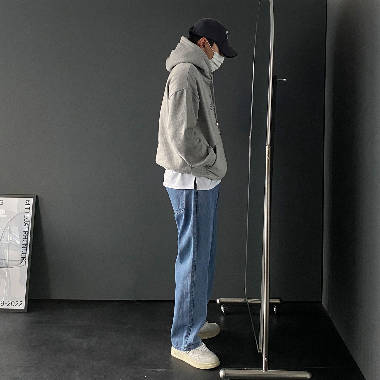 남자와이드청바지 남자연청바지 흑청바지 이미지 4
