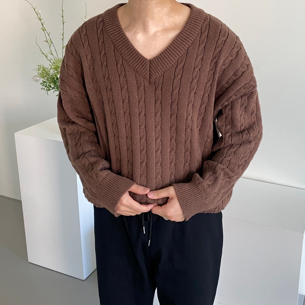 1+1 남자꽈배기니트 남성케이블니트 이미지 3