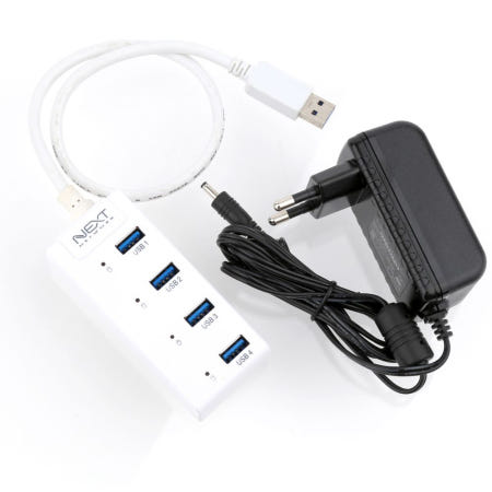 최대 사용포트 4포트 최대 속도지원 5Gbps 케이블길이27cm DC 5V아답터 기본제공 USB3.0 4포트 유전원허브 포트별 LED제공 NEXT-505UHP