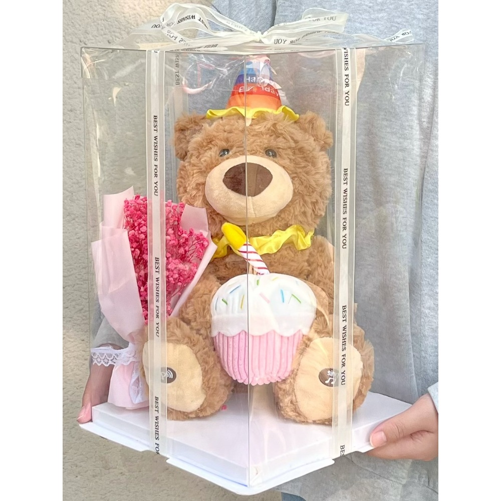 생일축하 곰돌이 인형 녹음 음성 노래하는 움직이는 크리스마스 키덜트 귀여운 여자친구 선물 제품 이미지