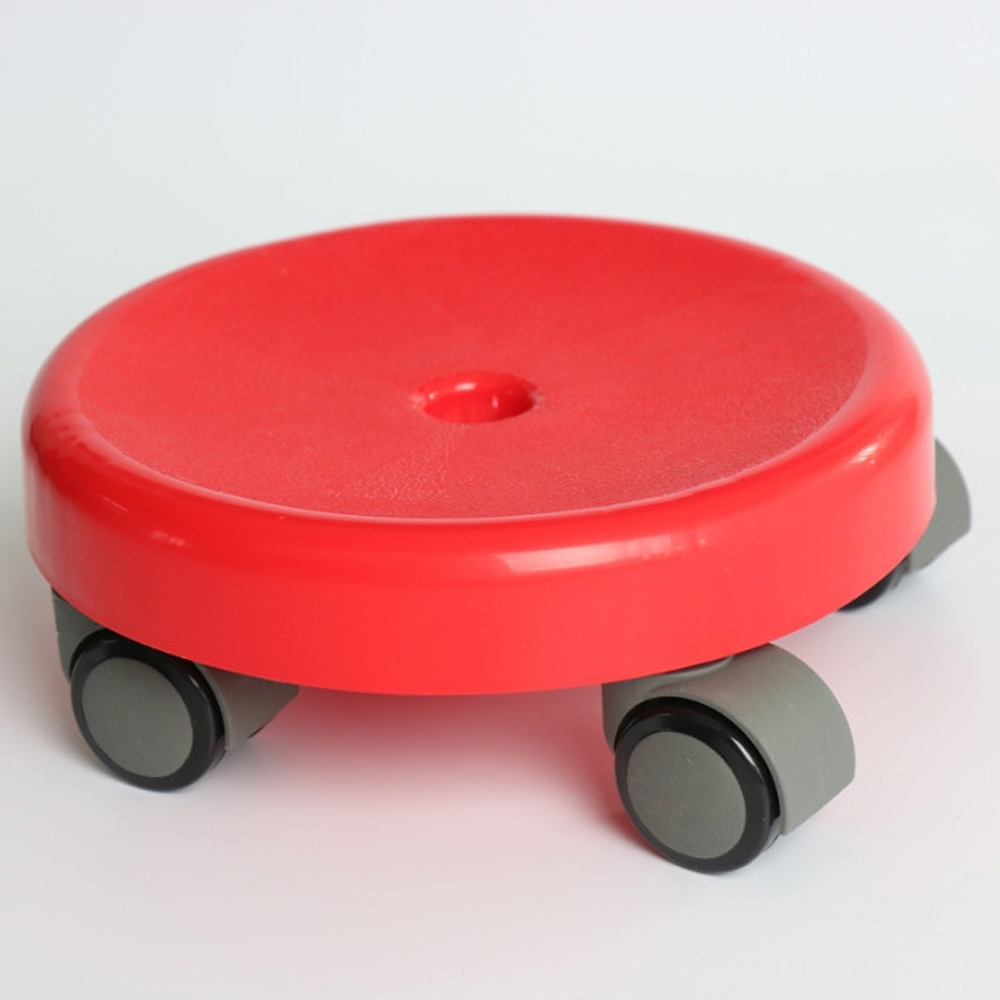 UH 쓱쓱싹싹 바퀴달린 의자 원형 둥근 작은 낮은 작업 의자 레드