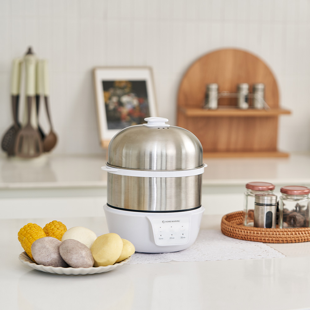 스텐 계란찜기 계란삶는기계 고구마 호빵 만두 미니 전기 찜기 2단