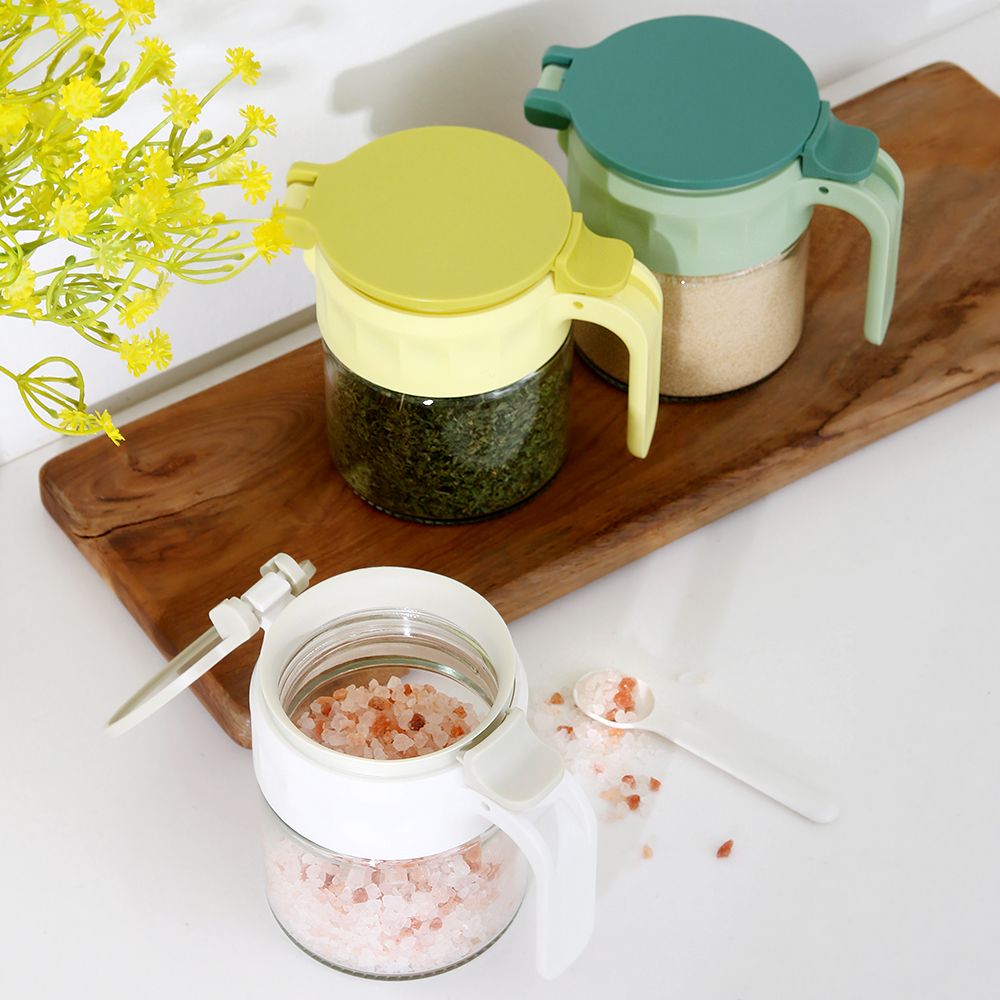 시노글라스 밀폐 양념통 조미료통 유리 양념병 설탕 소금통 350ml