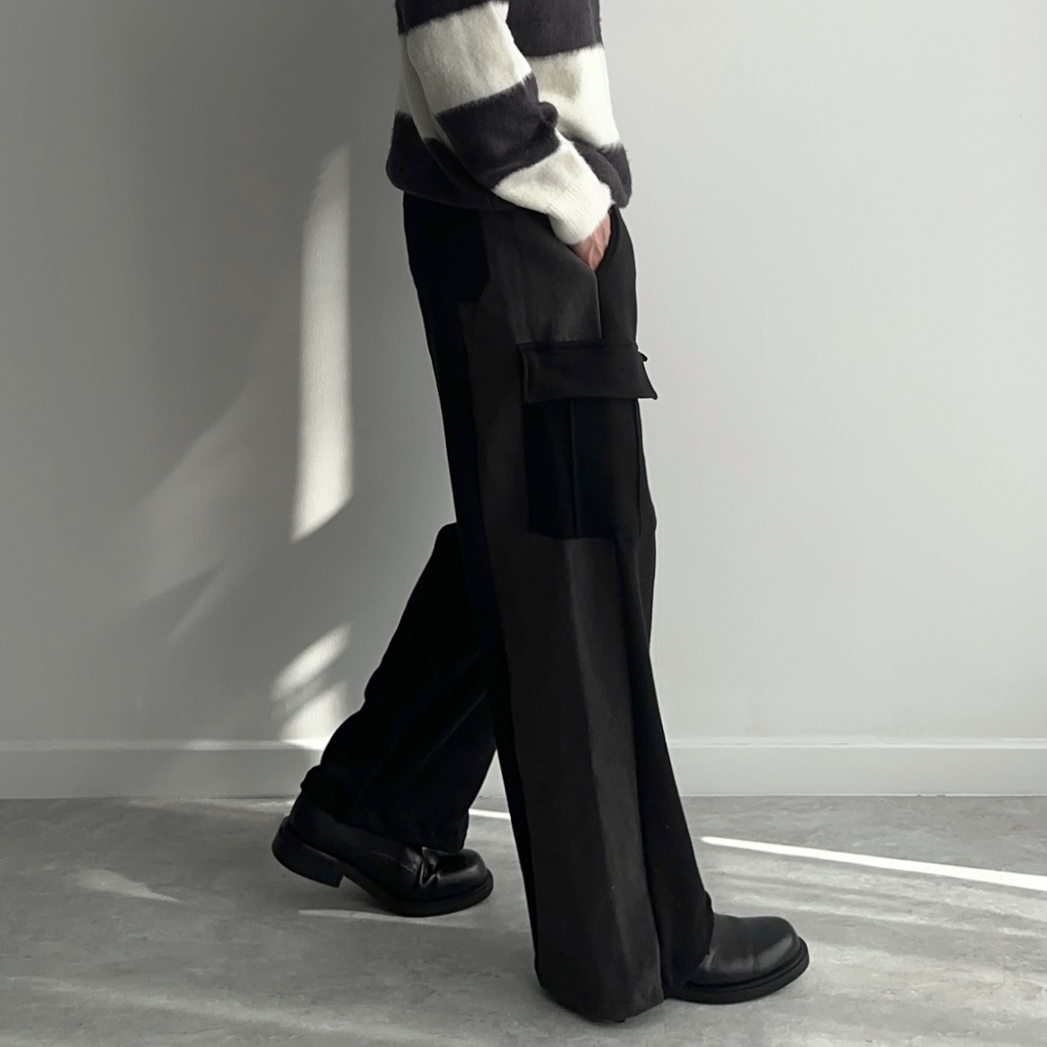 남자와이드트레이닝팬츠 남자통바지 건빵바지 - 상세 이미지 5