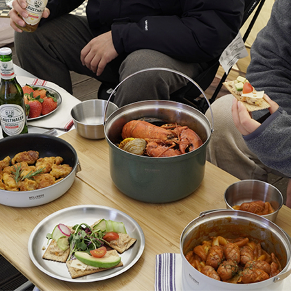 벨락 컬러9L 인덕션코펠 캠핑냄비세트 식기 포레스트그린