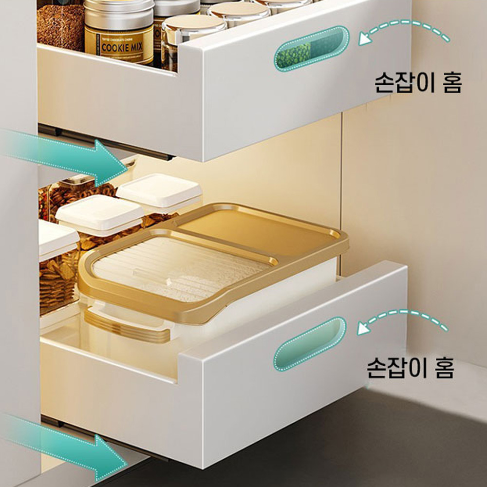 무타공 슬라이딩 수납함 꺼내쓰기 쉬운 하부장 서랍장 - 상세 이미지 4