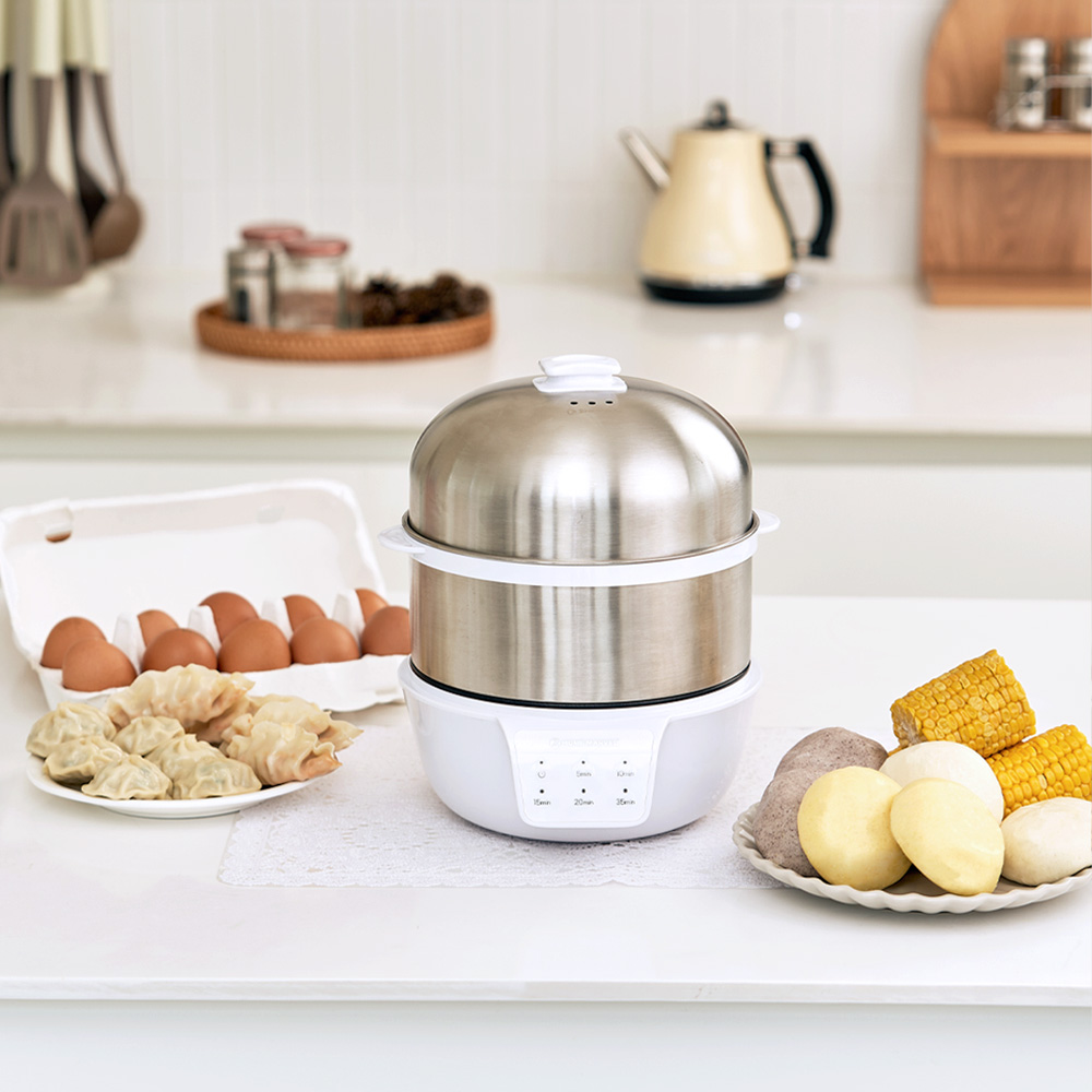 스텐 계란찜기 계란삶는기계 고구마 호빵 만두 미니 전기 찜기 2단