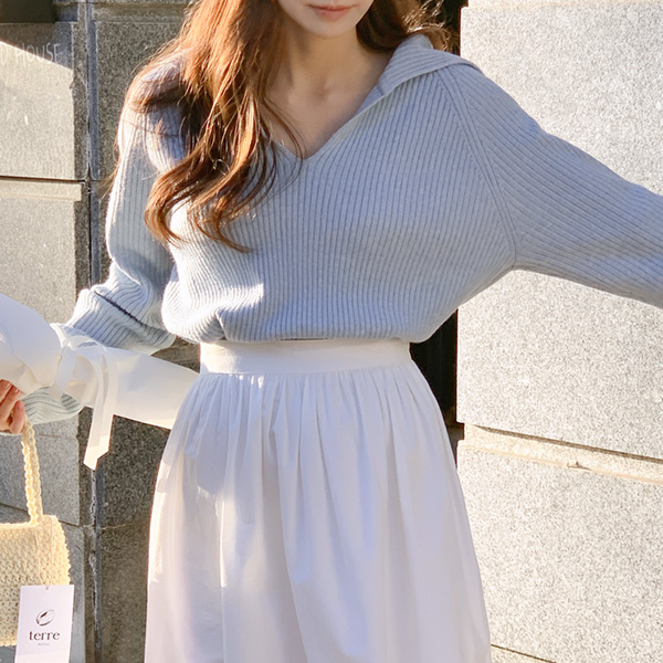 (무지스트라이프 2ver.여리핏) 조앤 나그랑 세일러 카라 골지 니트 nt4436