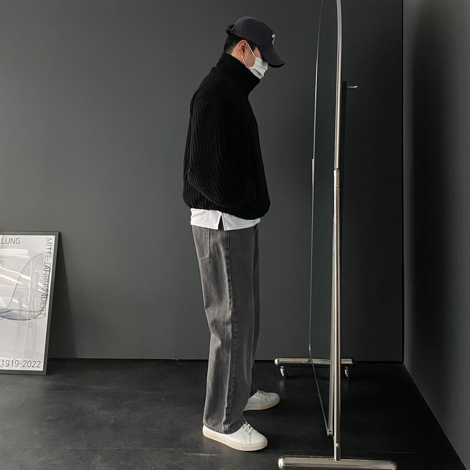 남자와이드청바지 남자연청바지 흑청바지 이미지 2
