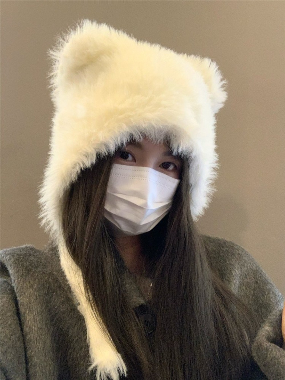 사막여우 털모자 토끼모자 방한 귀달이 너구리모자 여성 귀도리 여우털모자 한겨울 - 상품 이미지