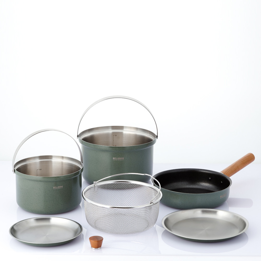 벨락 컬러9L 인덕션코펠 캠핑냄비세트 식기 포레스트그린