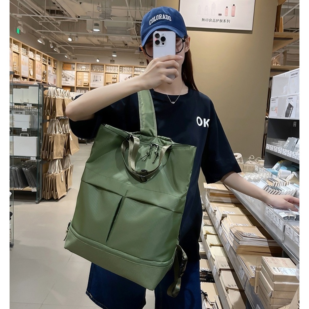 가벼운 노트북 백팩 직사각 다용도 카키 블랙 캐주얼 가방 학생 가성비 42x13x44cm - 상세 이미지 3