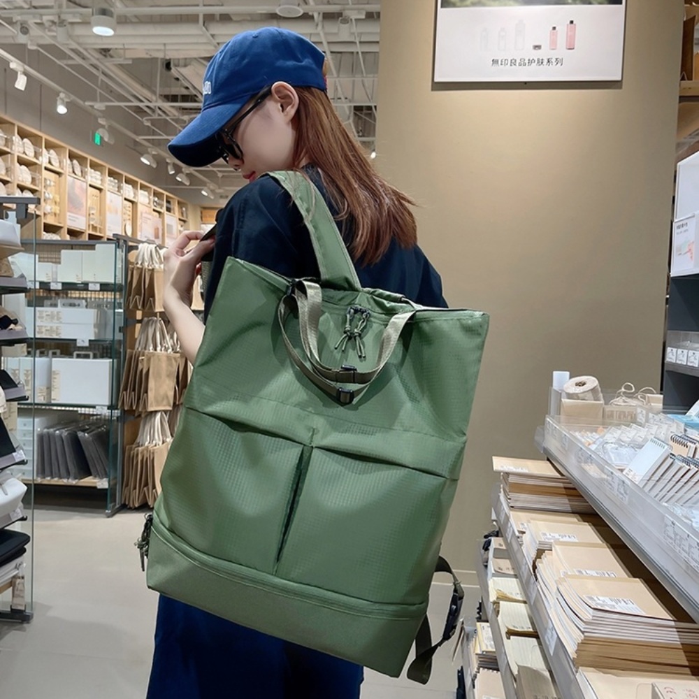 가벼운 노트북 백팩 직사각 다용도 카키 블랙 캐주얼 가방 학생 가성비 42x13x44cm - 상품 이미지