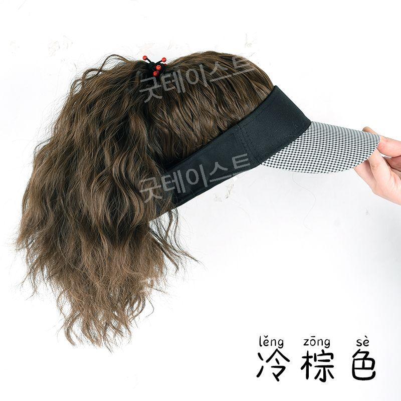 가발 달린 모자 묶은머리 일체형 암환자 캡모자 파마 썬캡 여름 골프 - 상세 이미지 3