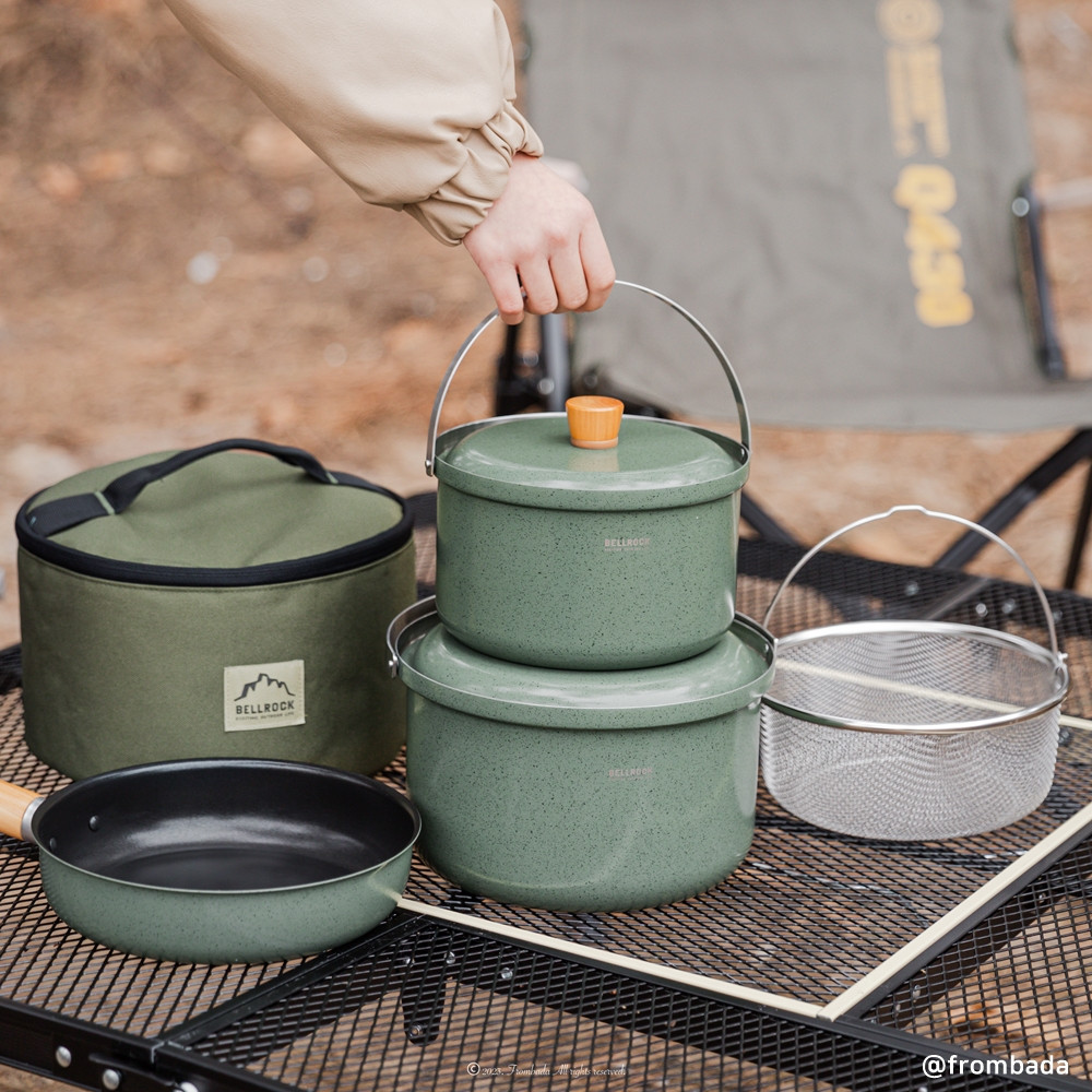 벨락 컬러9L 인덕션코펠 캠핑냄비세트 식기 포레스트그린