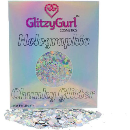 [해외][B08L7N7MWQ] GlItzyGurl 페스티벌 화장품용 홀로그램 글리터 입자 페이스 바디 헤어 네일 20g [02]Ocean ParadIse
