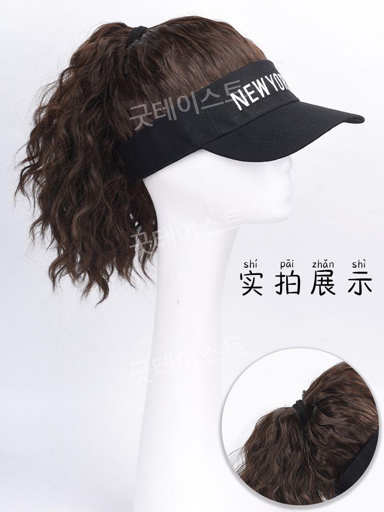 가발 달린 모자 묶은머리 일체형 암환자 캡모자 파마 썬캡 여름 골프 이미지 8