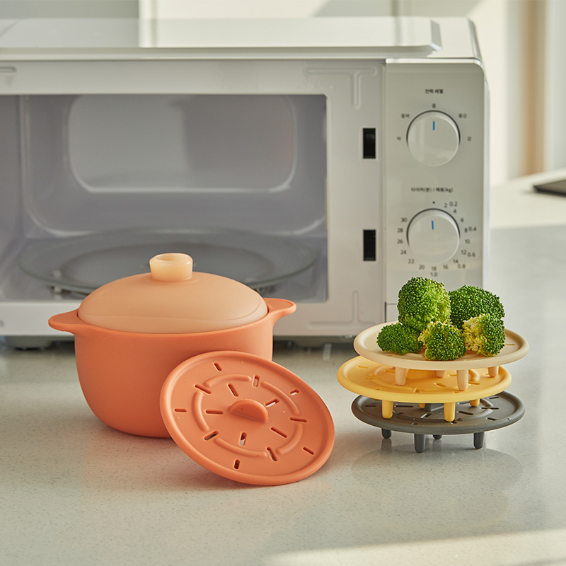 잼먹 이유식찜기 800ml 미니 실리콘 전자렌지