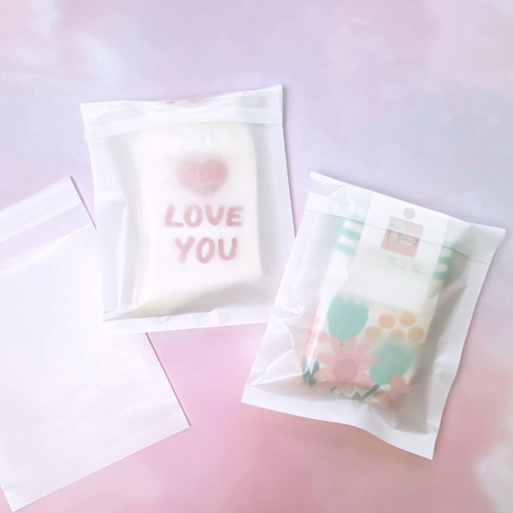 화이트 반투명 종이봉투 20매 페이퍼백 악세사리 선물 포장 봉투 접착 S 이미지 3